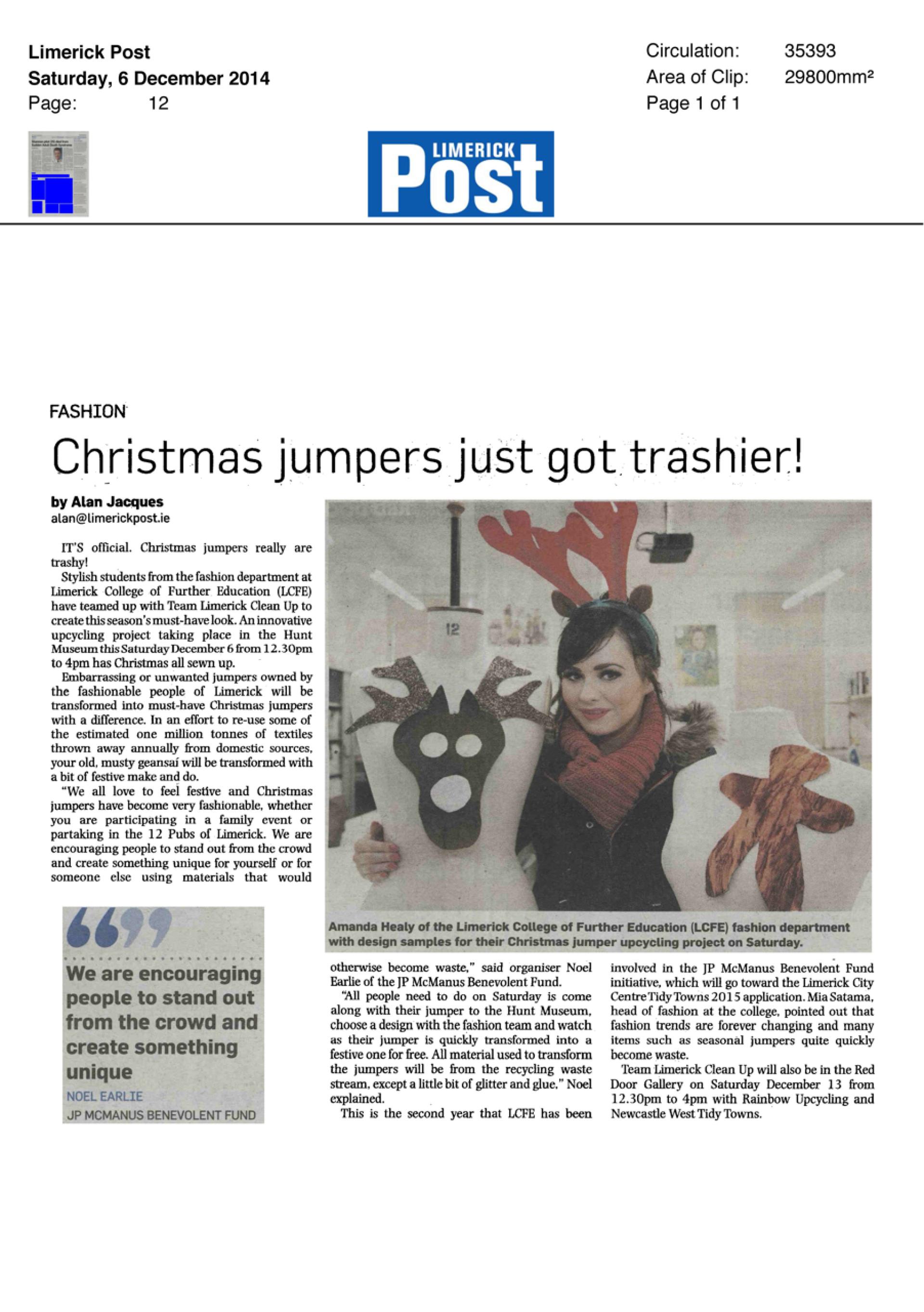 Limerick Post Christmas Jumper article