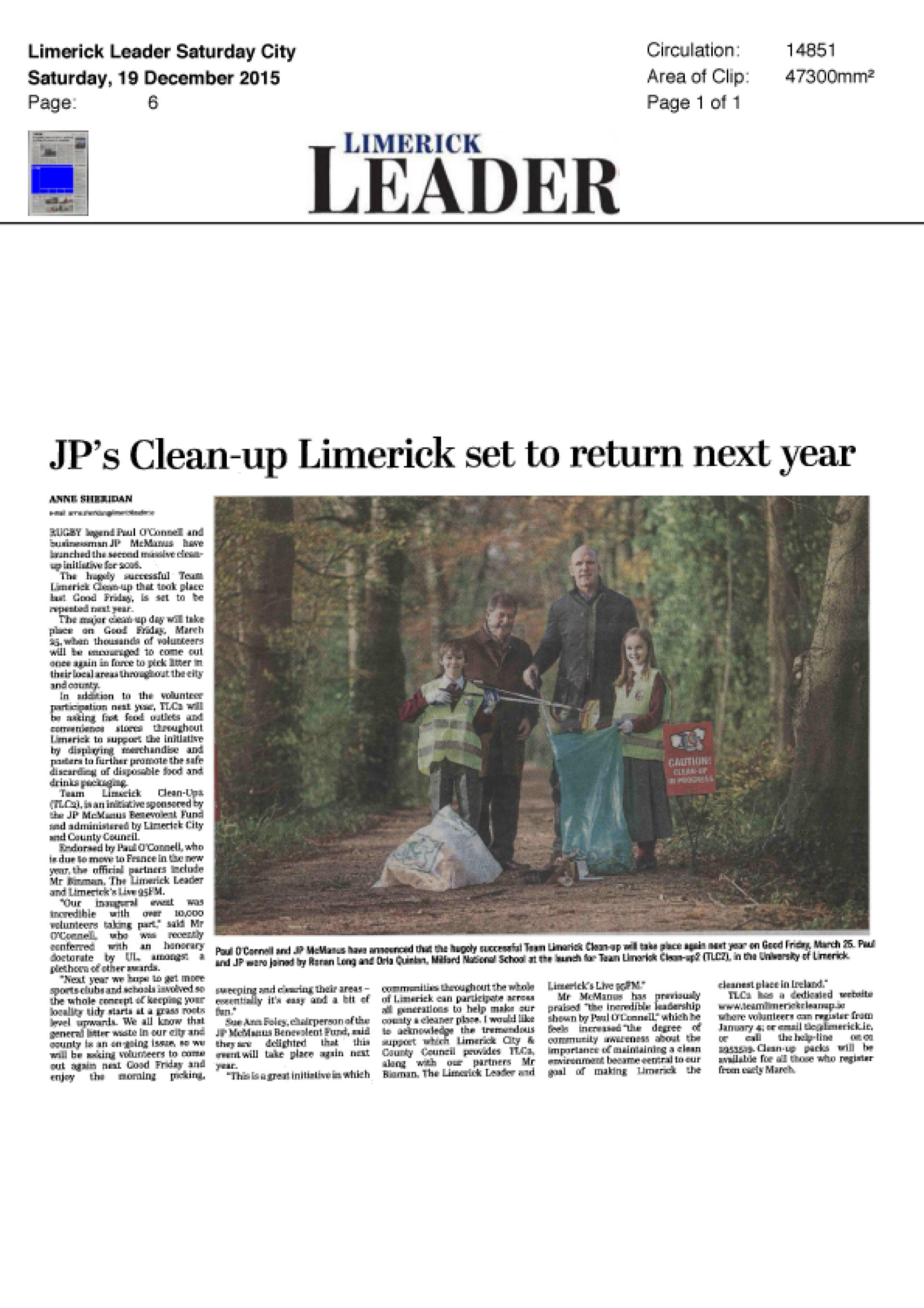 Limerick Leader Launch article