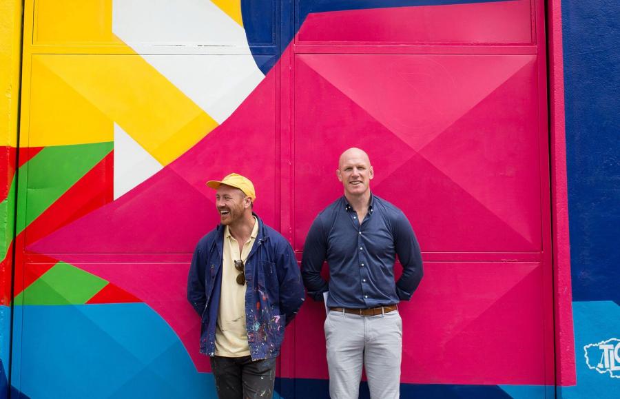 Street artist Maser with Paul O'Connell